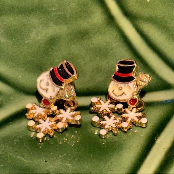 Source Unknown Jewelry - Christmas Snowman Earrings with Jackets (pierced)